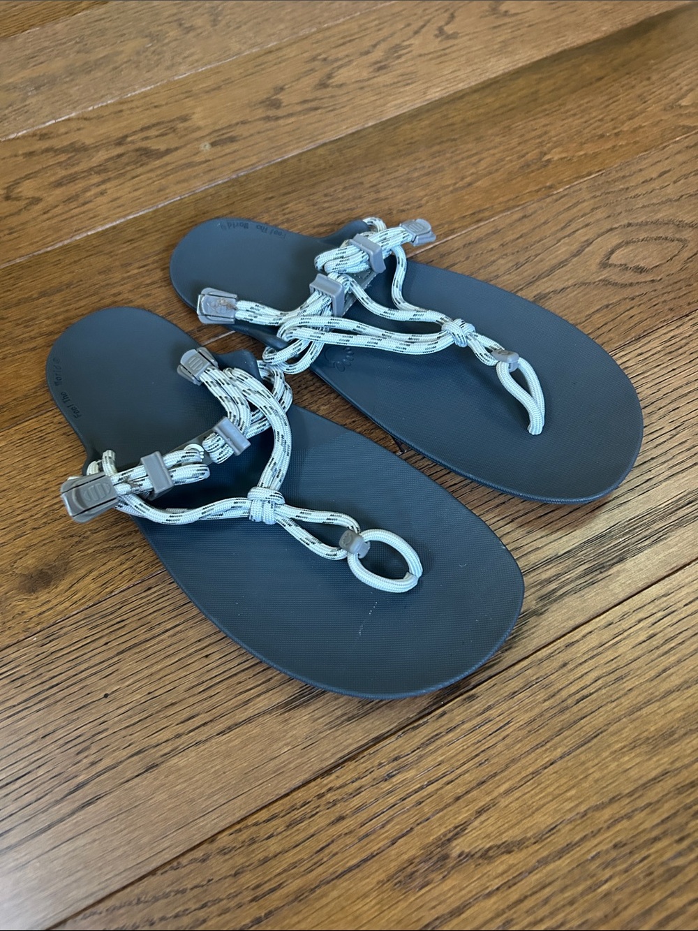 Xero Gray Rope Sandals with Light Gray Knotted Details
